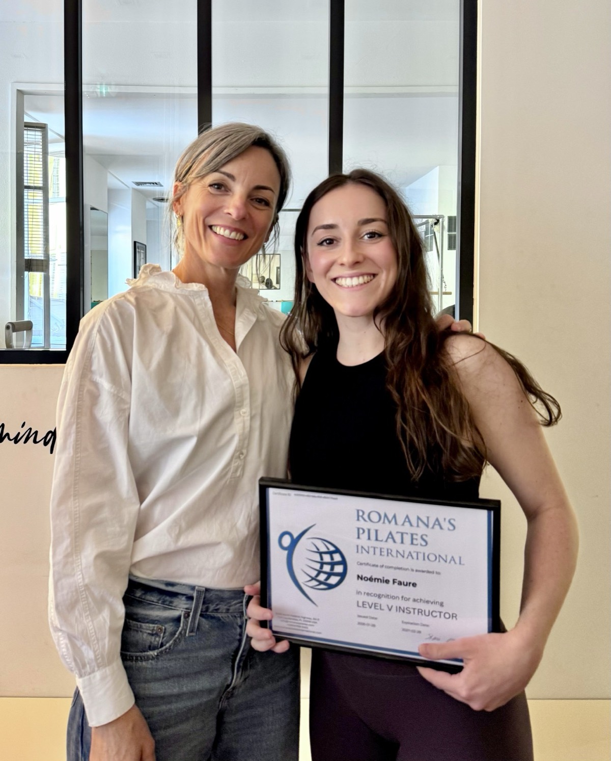 Remise de la certification Romana's Pilates International